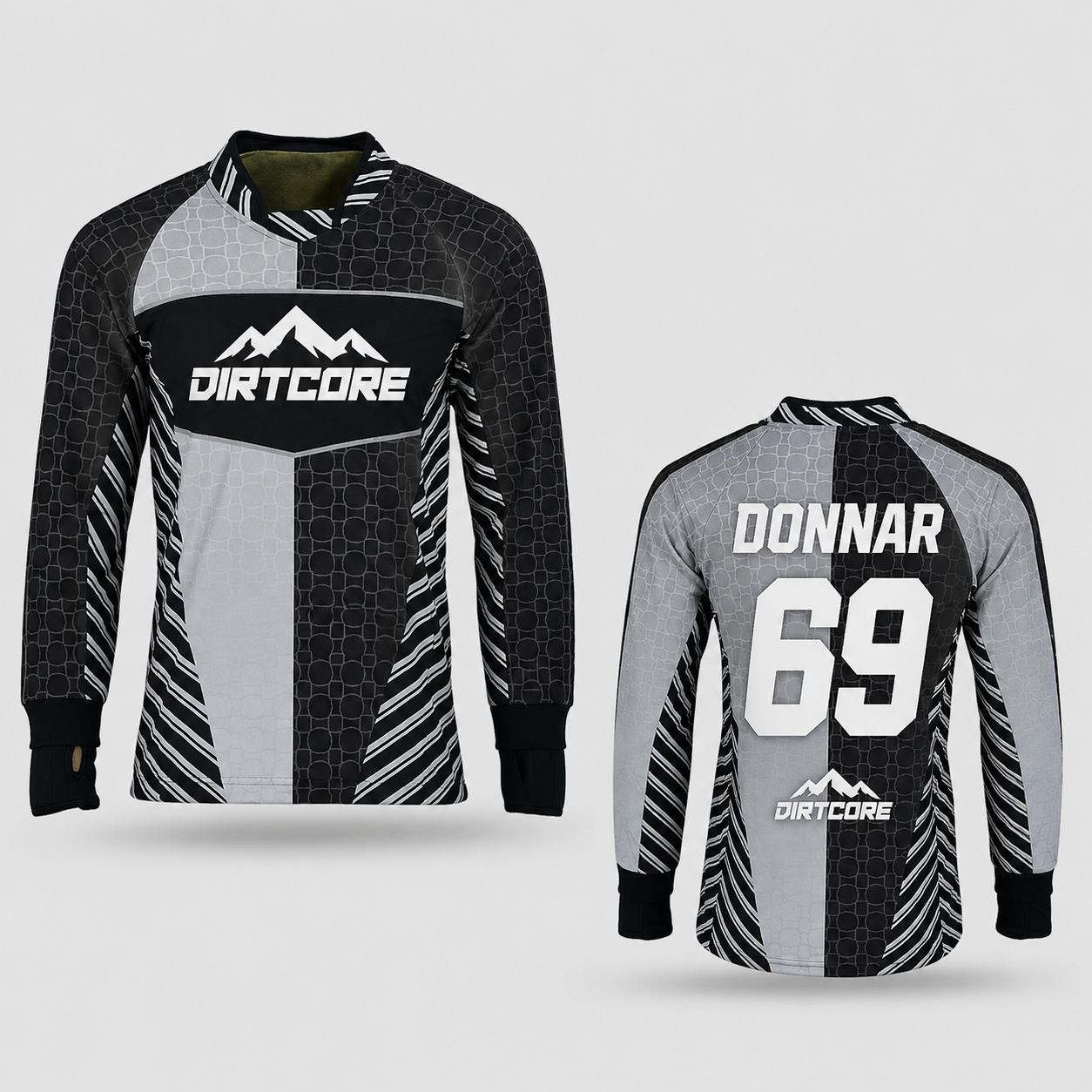 Downhill Trikot Grey Split in Schwarz, Grau und Weiß
