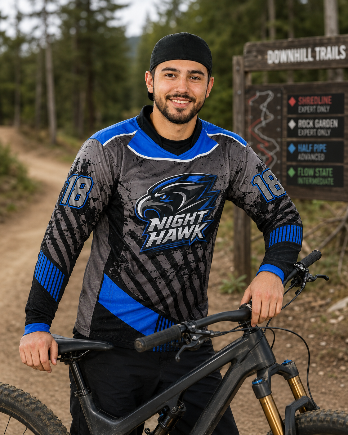 Blaues Custom MTB Jersey als Designinspiration