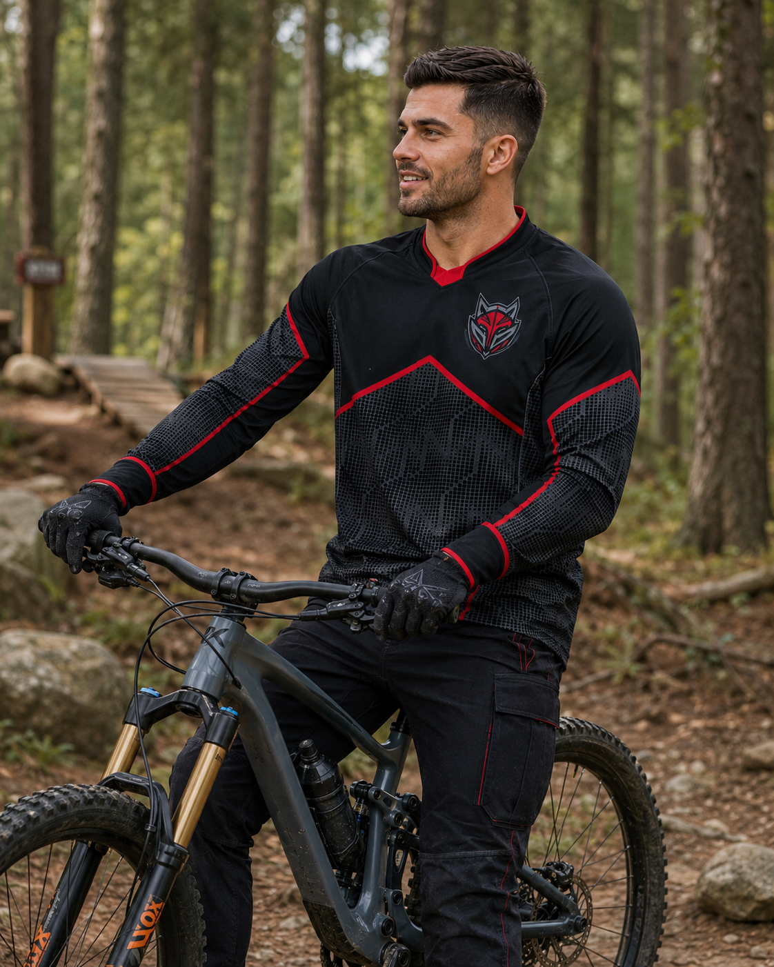 Rot-schwarzes Custom MTB Jersey