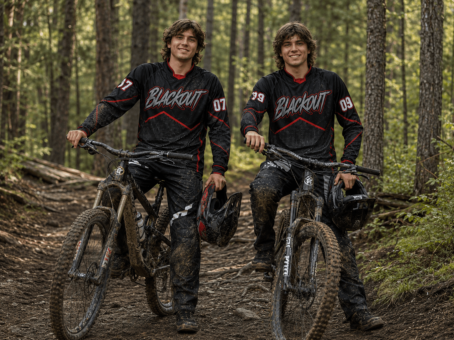 Rot-schwarzes Downhill Jersey mit individuellem Look